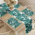 thumbnail image 2 of Ambesonne Botanical Table Runner & Placemats, Art Deco Style Curvy Art, Placemat 4 pcs + Runner 14"x72", Sea Blue and Jade Green, 2 of 2