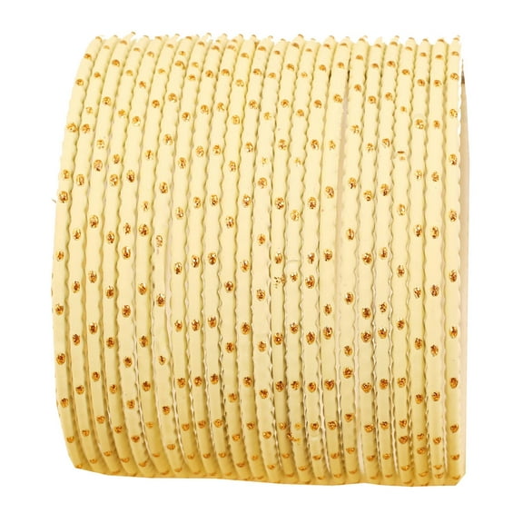 Sunsoul By Touchstone "Colorful Bangle Collection" Indian Bollywood Exclusive Golden Glaze Light Yellow Color Designer Jewelry Special Large Size Bangle Bracelets. Set of 24 For Women.