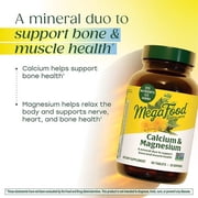 MegaFood Calcium & Magnesium - Fermented Glycinate - Bone & Heart Health - 20 Servings