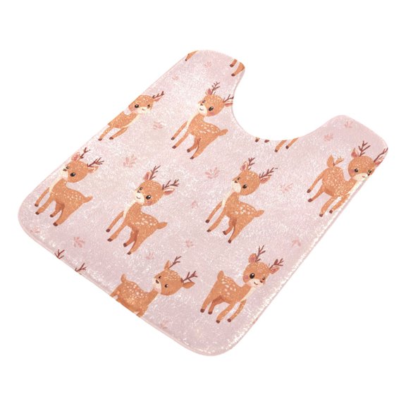 U-Shaped Toilet Mat Plush Bathroom Rug Mat Non Slip Bathroom Mats Cute Deer Pattern