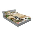 thumbnail image 2 of Ambesonne Christmas Fitted Sheet & Pillow Sham Set, Snowman in the Garden, Full, Multicolor, 2 of 2