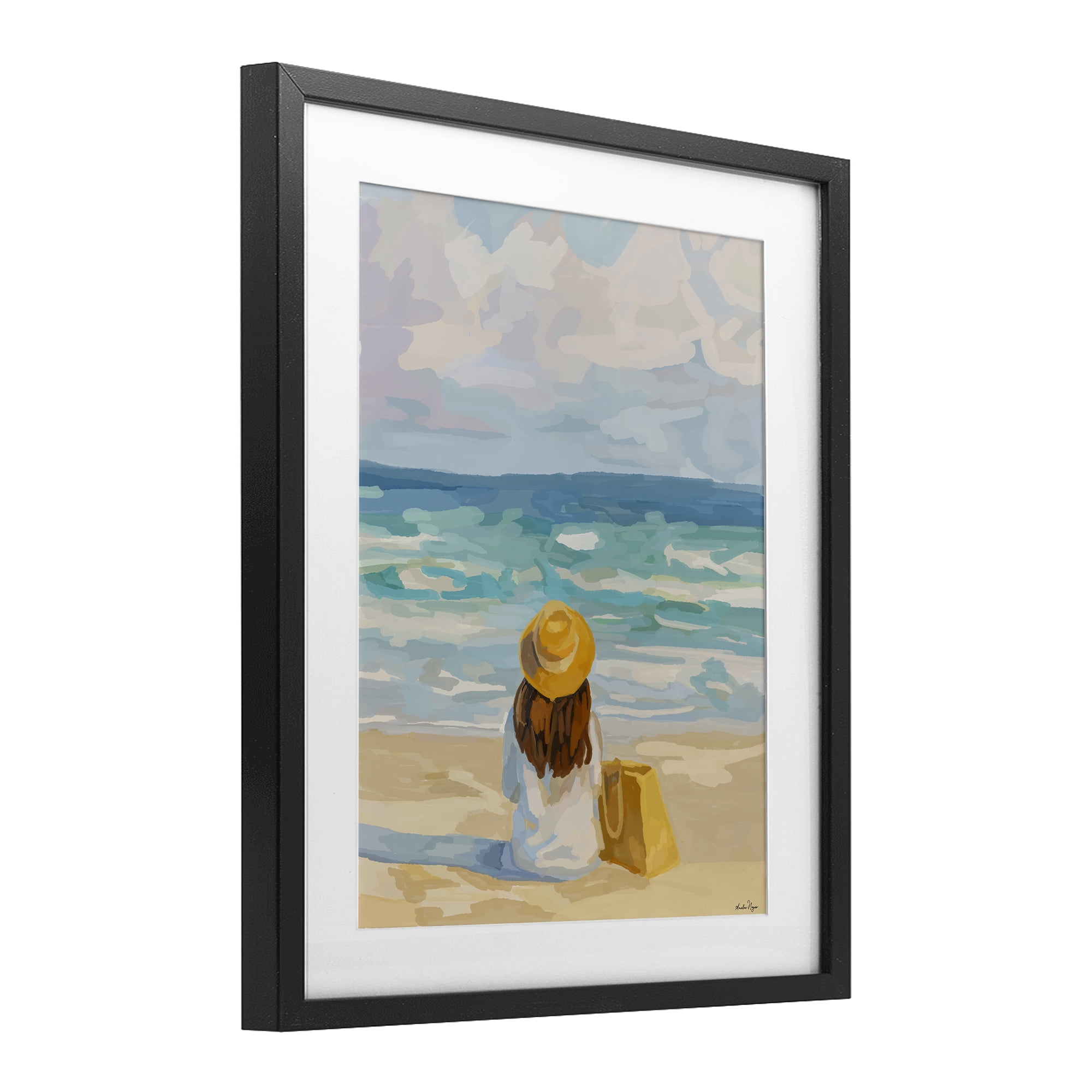 Stupell Industries Peaceful At The Beach Black Framed Print Under Glass, design by Amelia Noyes