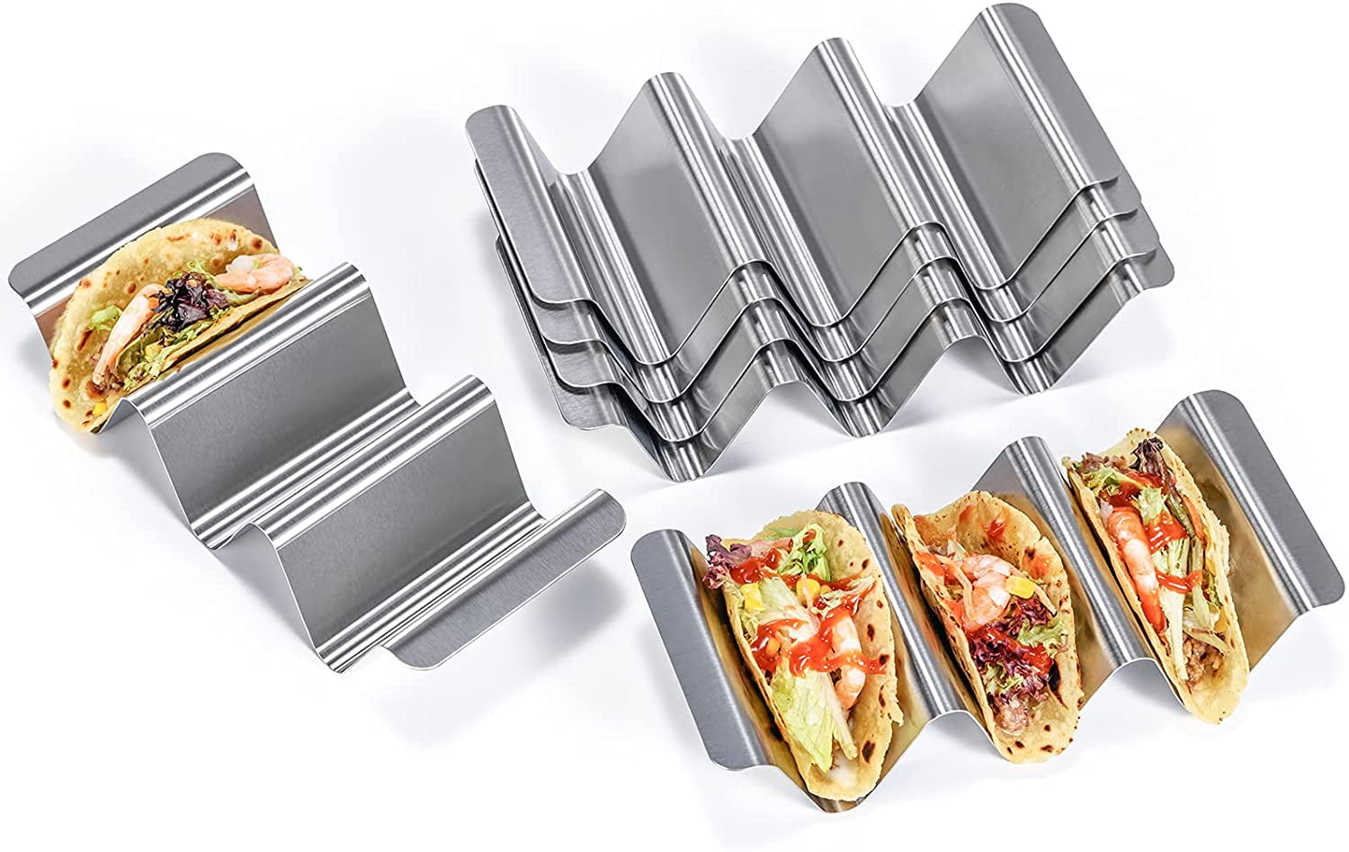 18/8 Stainless Steel Taco Holders UTaste Soft Hard Taco Shell Rack Oven Safe Metal Corn