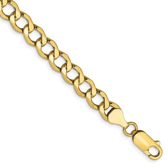Auriga Fine Jewelry 14K Yellow Gold 6.5mm Semi-Solid Curb 9inch Chain Bracelet for Men