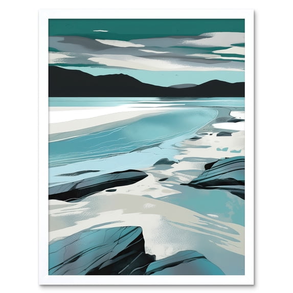 Luskentyre Beach Isle of Harris Coastal Landscape Art Print Framed Poster Wall Decor 12x16 inch