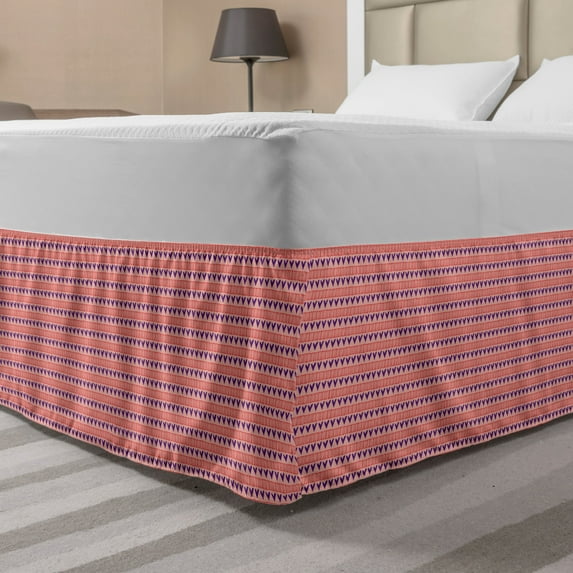 Hearts Bed Skirt, Repetitive Love Valentines Day Romance Couple Illustration Doodle Inspired Art, Elastic Bedskirt Dust Ruffle Wrap Around for Bedding Decor, 4 Sizes, Quartz and Blush, by Ambesonne