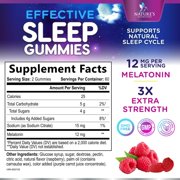 Melatonin Sleep Gummies - Melatonin 12mg Per Serving - Extra Strength Sleep Support Melatonin Gummy - Vegan Sleeping Gummy Supplement - Restful Sleep Support for Adults - Berry Flavor - 120 Gummies