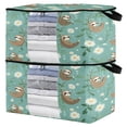 thumbnail image 2 of WOBOGO Pattern with Daisies and Sloths Hanging on Vines Clothes Storage 2Pack Foldable Thick Fabric Blanket Organizer Bag with Handle 24.8×16.93×16.17in, 2 of 7