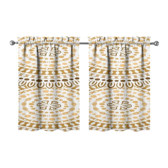 Mandala Design Kitchen Curtains - Vintage Tier Cafe Curtains for Bathroom Living RV Rod Pocket Window Drapes 36 Inch 2 Panels Set 28"x36" Window Treatment Tiers