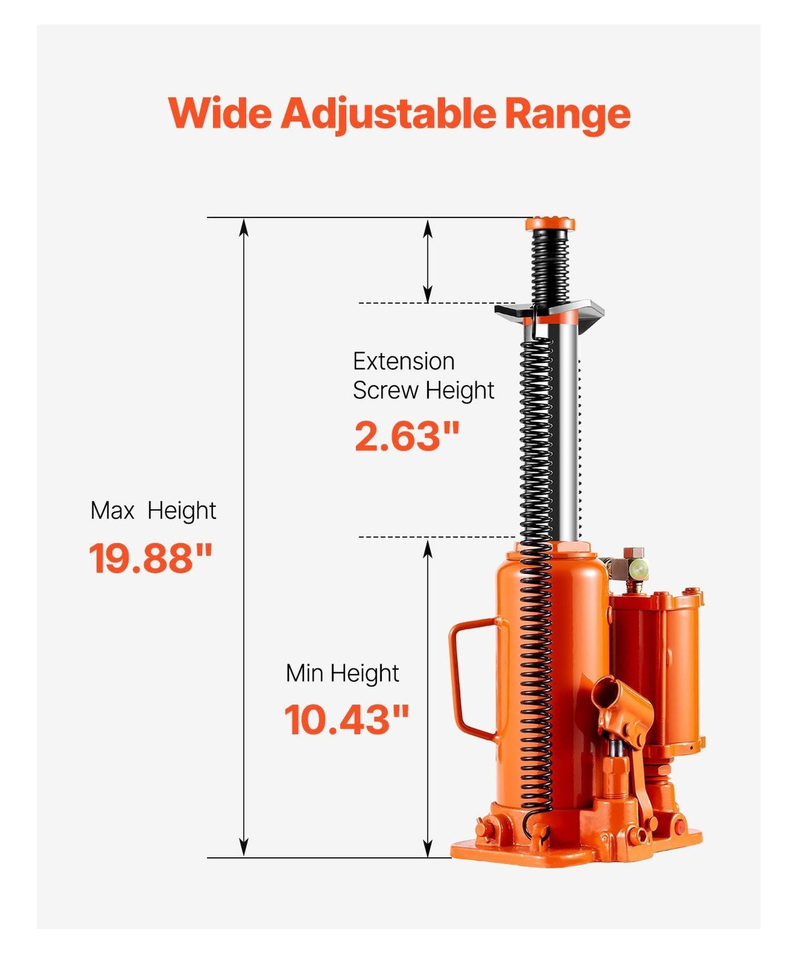 12 Ton Air Hydraulic Bottle Jack - Manual Hand Pump for Car Repair, SUV, Truck - Pneumatic Lift with Aluminum Pump - 6.69-12.6in Lifting Range
