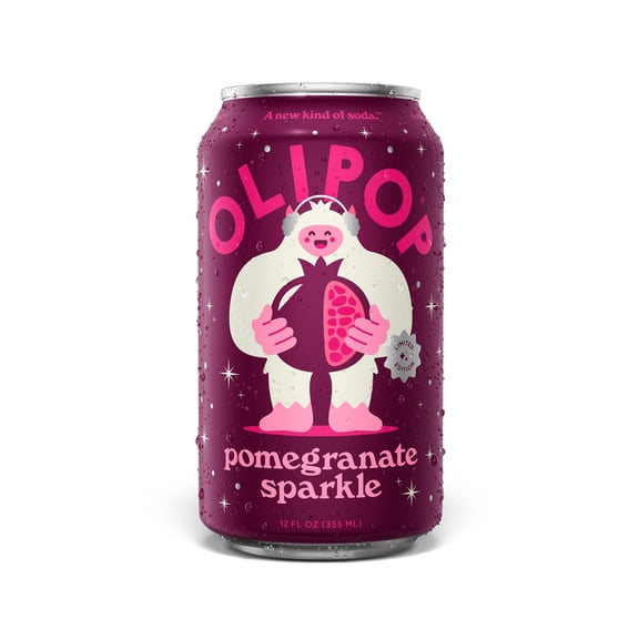 OLIPOP 6g Fiber Prebiotic Soda, Pomegranate Sparkle, 12 fl oz, Single, Shelf Stable