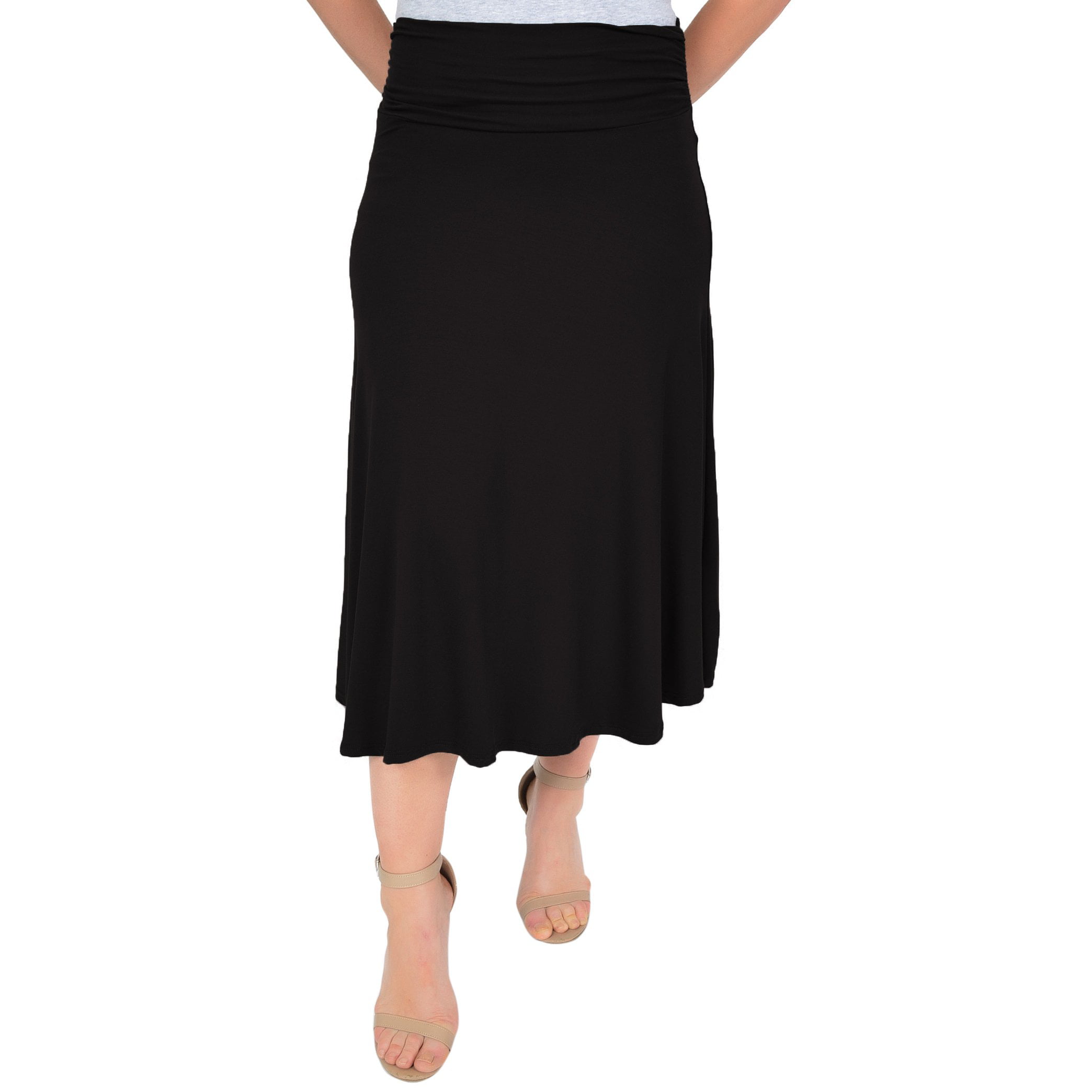 Stretch Is Comfort - Women's Mandy Midi Flowy Skirt - Large (8-10 ...