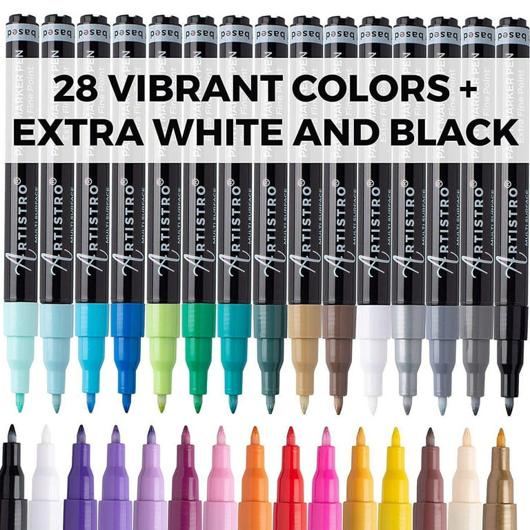 42 Artistro Acrylic Paint Pens Extra Fine Tip 0.7mm Great for Rock Painting,  Wood, Ceramic and Glass 40 Colors Extra Black&white 