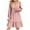 Pink, variant on Wdfiry Women's Dress Solid Color Puff Long Sleeve V Neck Pleated Dress Casual Ruffled Trim Mini Dresses