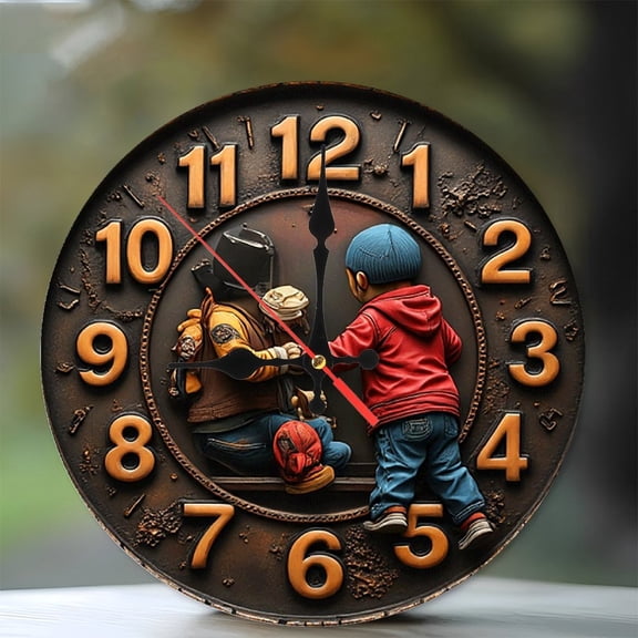 Resin Craftsman Clock Wall Decor 10-Inch Silent Wooden Wall Clock, Battery Operated (AA Batteries Not Included), Artistic Home Decor