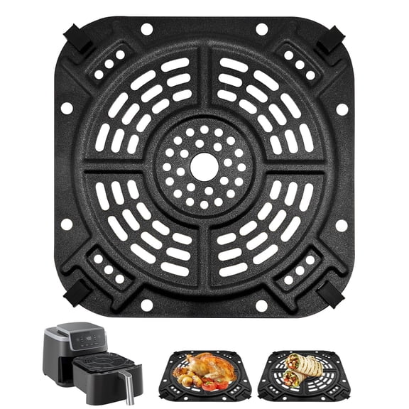 GWY Air Fryer Grill Pan for Ninja AF141 Air Fryer Pro 4-in-1 5 QT, 8.5''×8.5'' Air Fryer Accessories Tray Grill Plate Crisper Plate Replacement Parts Tray Rack with Rubber Bumpers, Dishwasher Safe