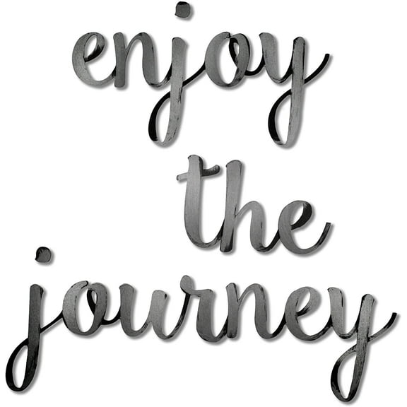 Letter2Word Enjoy The Journey Hand Painted Word Wall Decal Set, Wall Decor, Gunmetal Grey, 3 Piece Set