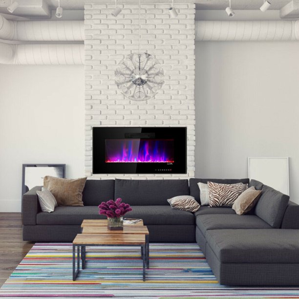 36" Recessed Ultra Thin Wall Mounted Electric Fireplace