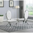thumbnail image 3 of Ensemble de Salle à Manger de 7 Pièces en Acier Inoxydable Argenté avec Table en Marbre et Chaises Blanches, 3 of 3