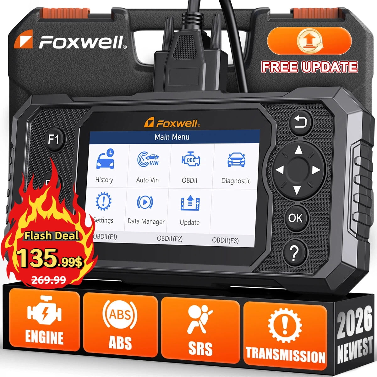 FOXWELL NT624 Elite Full System ABS SRS Transmission OBD2 Scanner