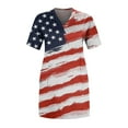 thumbnail image 2 of Usmixi Womens Independence Day Dresses 4th of July Plus Size Casual Swing Pocket Tunic Dresses Fashion US Flag Print V-Neck Short Sleeve Midi Summer Dress Red XXXXL, 2 of 4