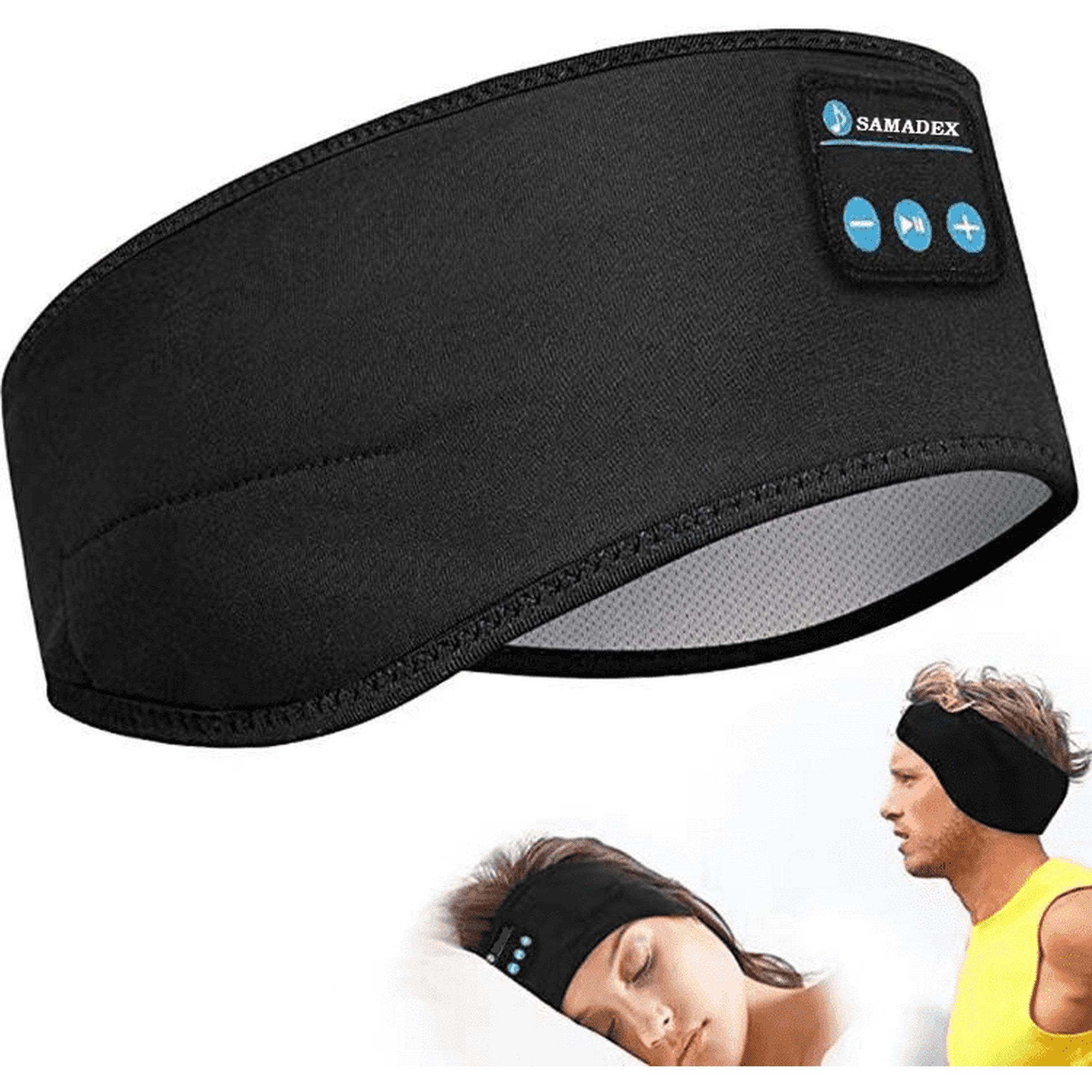 SAMADEX Bluetooth Sleep Headband Headphones with Noise Reduction, Wireless Music Sleep Mask for Side Sleepers, Workout & Travel