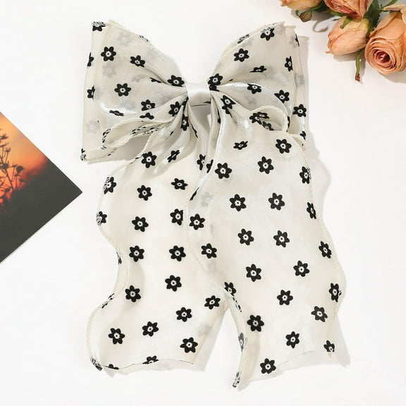 Large Hair Bow Clips for Women - Bright Silk Long Tail French Hair Ribbon Bows - Elegant Hair Accessories for Girls