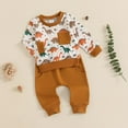 thumbnail image 2 of HCNTES Winter Spring Toddler Baby Boy Clothes 2Pcs Crewneck Sweatshirt and Pants Sweatsuit Little Boy Clothing, 2-3 Years Brown, 2 of 7