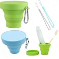 thumbnail image 1 of Foldable Silicone Travel Mug, 2 Foldable Silicone Cups, Reusable Portable Cups, Foldable Travel Mugs with Lids, Silicone Folding Cups, Reusable Foldin, 1 of 5