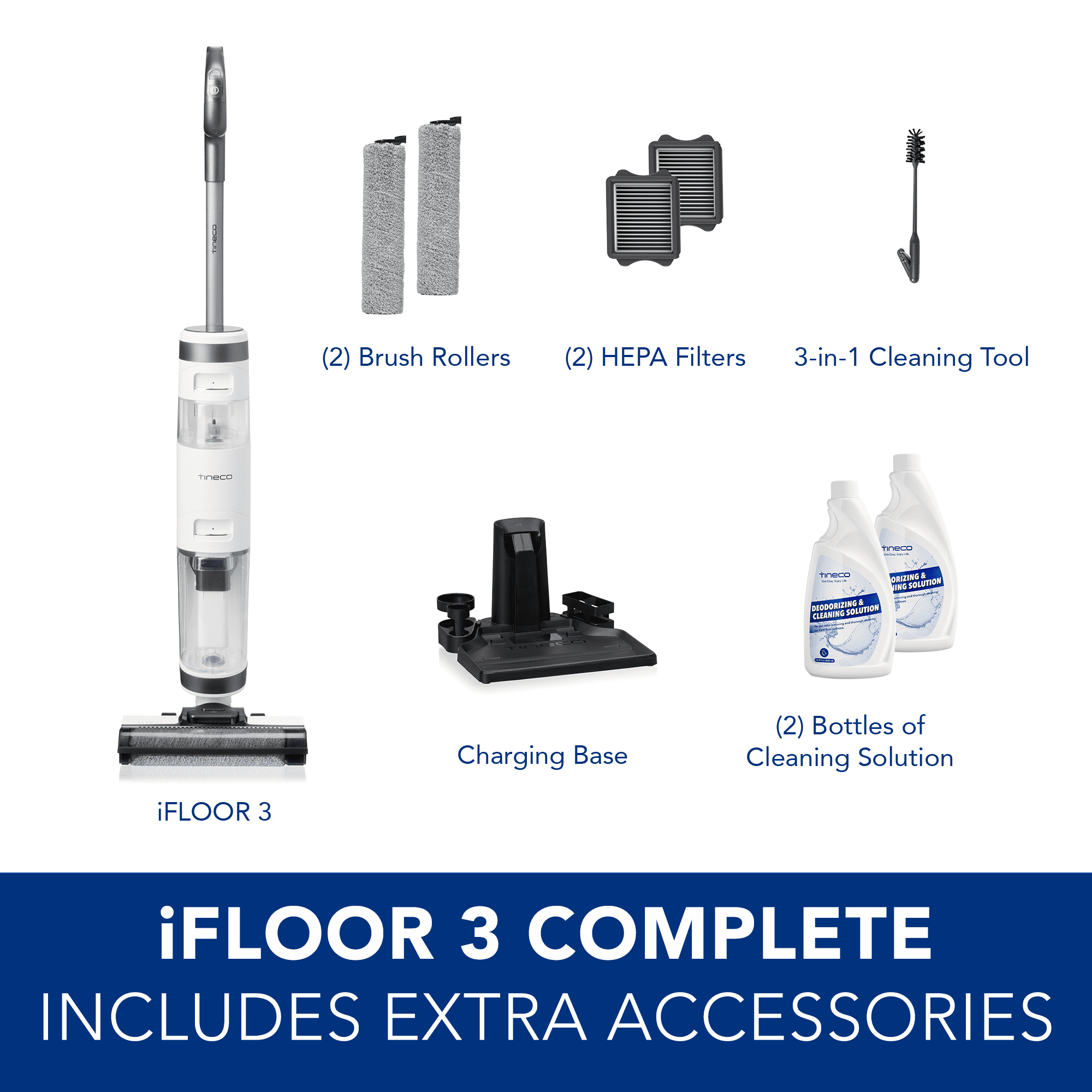 Tineco iFloor 3 Complete Cordless Wet/Dry Vacuum Cleaner and Hard Floor  Washer with Accessory Pack, White and Gray FW030200US - The Home Depot