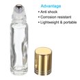 thumbnail image 4 of Unique Bargains 10mL Bouteilles à Rouleaux, 3 Boules de Rouleau d'Huile Essentielle en Verre avec Couvercle Doré Bouchon Réutilisable, Clair, 4 of 5