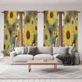 thumbnail image 6 of Spring Daisy Kitchen Curtain for Berdoom Living Room Cafe 72 Inch Length, Green Rustic Botanical Brown Yellow Florals Tiers Curtains Light Filtering Drapes Window Treatment 2 Panels 52"Wx72"L, 6 of 8