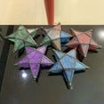 thumbnail image 5 of Hangs - Household Pendant - European Style Colored Embossed Glass Five Pointed Star Candlestick Hanging Wind Lamp Aromatherapy Candle Holder Home Decoration - 1X Candle Decorative Piece, 5 of 5