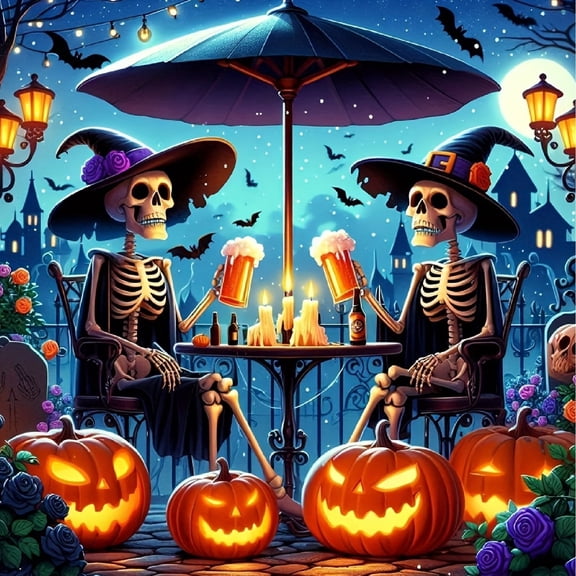 Diamond Art Painting Kits for Adults,Halloween Skull 5D Diamond Painting Dots Art Kits for Adults Beginner, DIY Full Round Gem Crystal Art Paint by Diamond, Home Wall Decor 14x 14 in