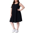 thumbnail image 4 of Vestido de verano sin mangas de talla grande para mujer Agnes Orinda, con cuello redondo, midi, de playa, con bolsillos, 3X, negro, 4 of 6