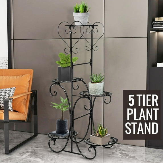 32'' Height 5 Potted Plant Stand Multiple Flower Pot Holder Shelves Planter Rack Storage Organizer Display for Indoor Garden Balcony