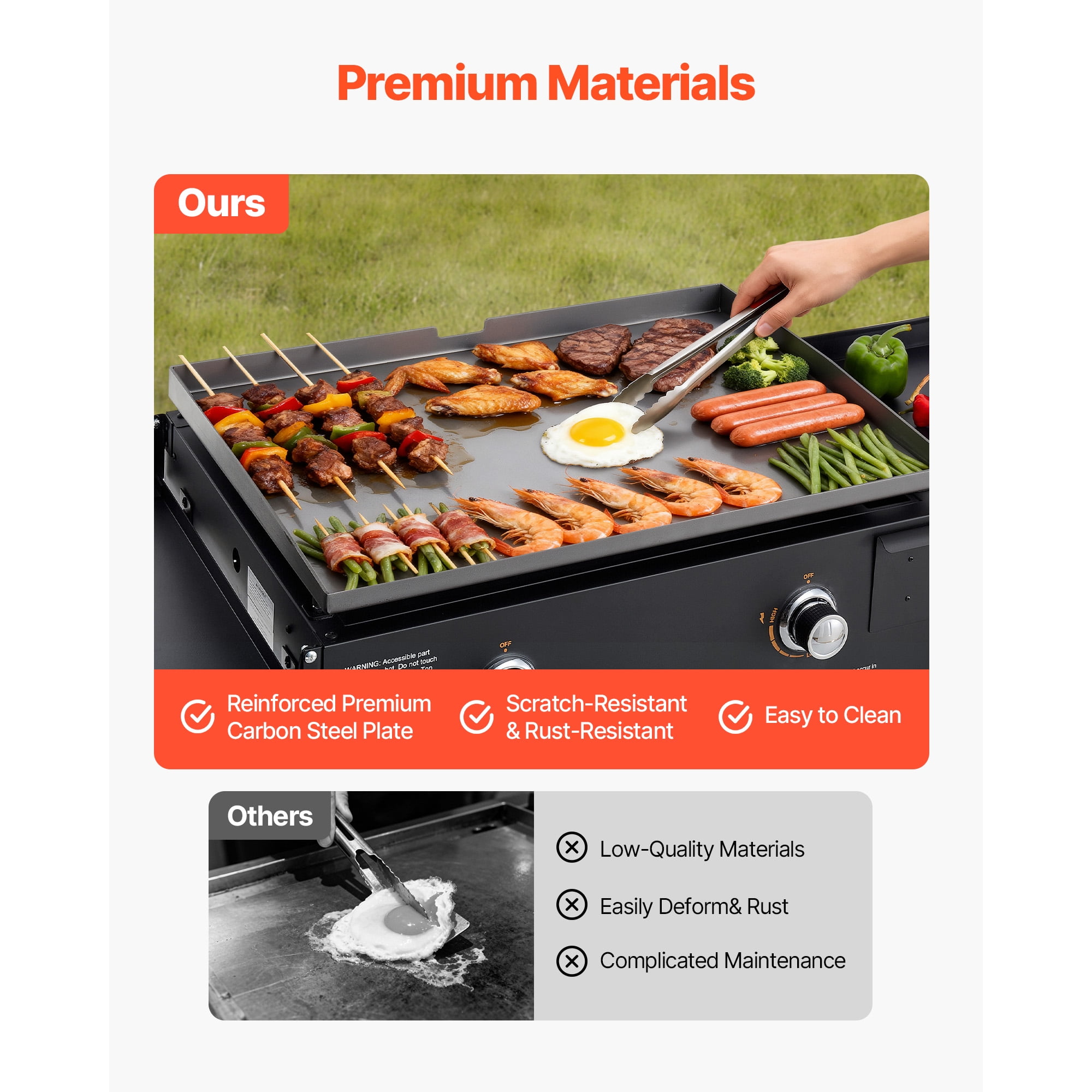 KFFKFF 28-Inch Gas Griddle with Dual Burners, Foldable Flat Top Grill with Wheels, 30000 BTU Propane Griddle for Outdoor Cooking, Ideal for Frying, Grilling, Stir-Frying, and BBQ, Pulse Ignition