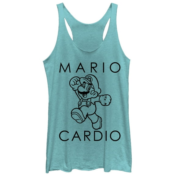 Women's Nintendo Mario Cardio  Racerback Tank Top Tahiti Blue Large