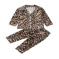 thumbnail image 1 of Boys Girls Pajamas Set Leopard Print Long/Short Sleeve Tops Trousers, 1 of 6