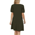 thumbnail image 5 of V-Neck Summer Casual Sundress for Women- Puff Short Sleeve Swing Beach Dress with Pockets, 5 of 6