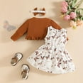 thumbnail image 5 of VNKIDY Toddler Girls Prints Dress Long Sleeve O-Neck Ruffles Coats Tops Headbands Outfits Sets Cozy, 5 of 5