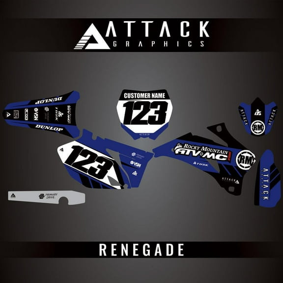 Attack Graphics Custom Renegade Complete Bike Graphics Kit for Yamaha YZ250F 2007