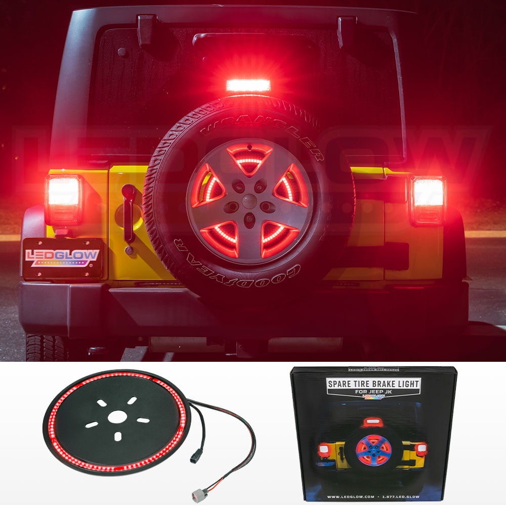 Compatible with Jeep Wrangler JK JKU 2007-2018 Third Brake Light Rear Wheel Lights JL 2018-2020 YJ TJ LJ 1987-2018 YisWhis Chasing Color Spare Tire Brake Light APP and Remote Sync Control 