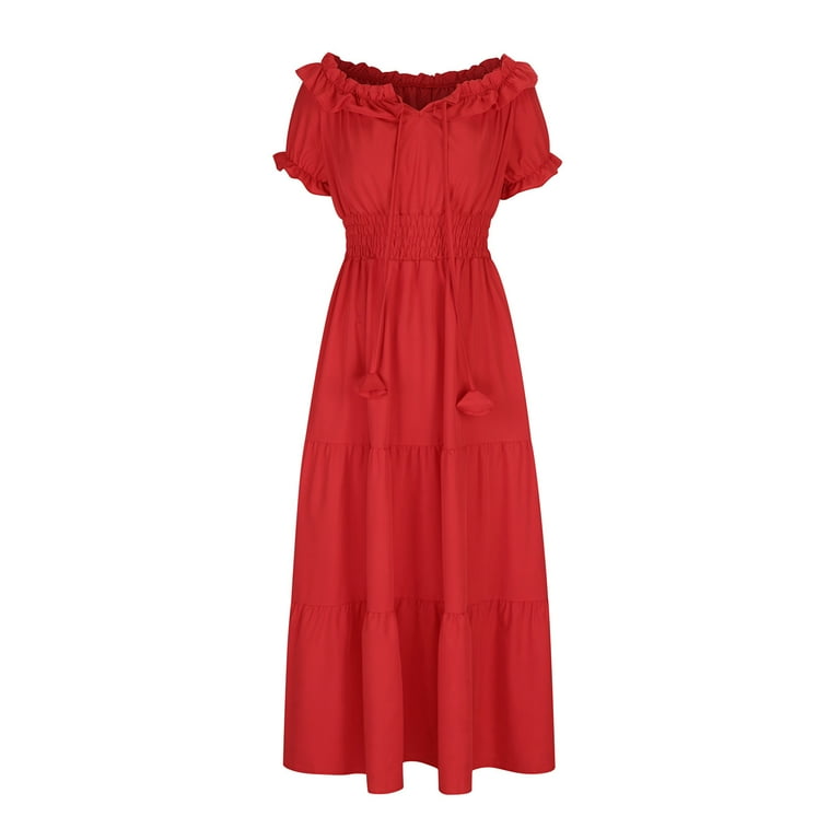 knee length dresses for ladies DIY Khaki O-Neck Print Tie Waist Maxi Dress Short Sleeve – Cospicky main image 1