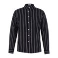 thumbnail image 3 of MAWCLOS Blouse Rayée à Simple Boutonnage pour Hommes Manches Longues Vacances Noir TG, 3 of 3