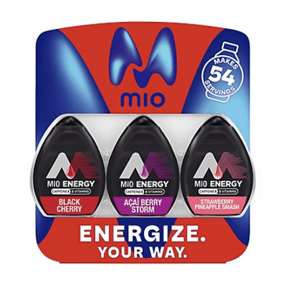 Mio Liquid Energy Variety Pack, 3 pk./1.63 oz Black Cherry, Acai Berry Storm, Strawberry Pineapple Smash