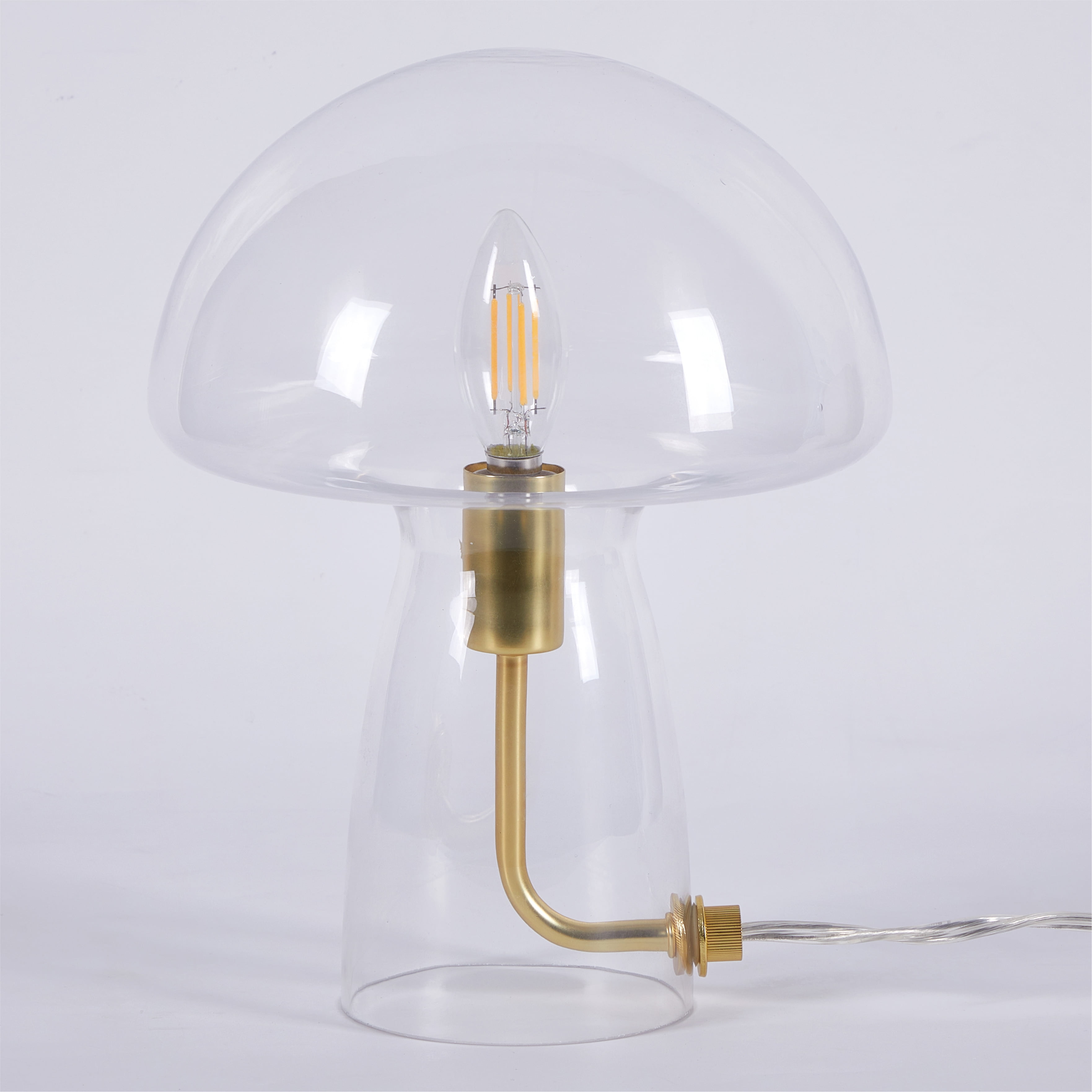Urban Shop Novelty Glass Mushroom Lamp, Clear, 12" H, Plug-in