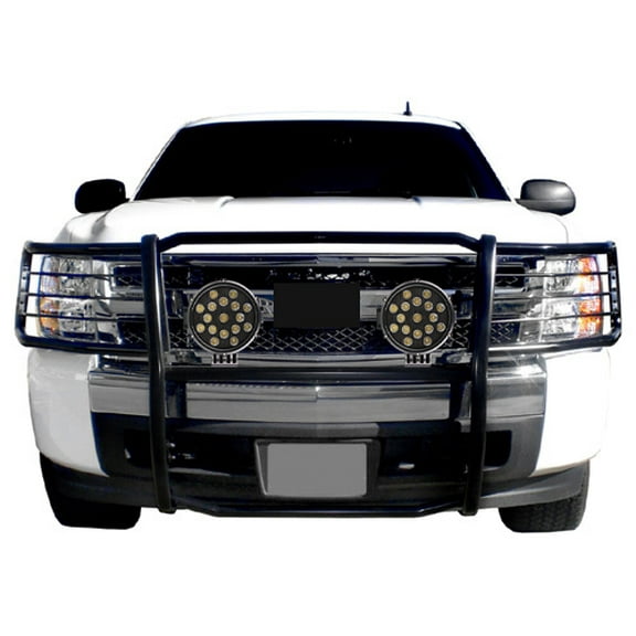 Black Horse Grille brush Bumper Guard Modular Black Come With pair of 7.0"Dia.LED Lights with Black Trim Rings Compatible with 2007-2013 Chevrolet Silverado 1500-17A035700A2MA-PLB