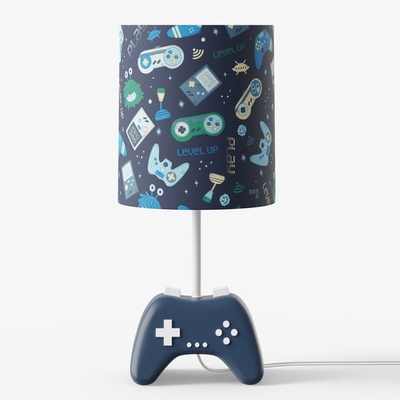 Mainstays Kids 16.5" Dark Blue Gamer Table Lamp with Glow-in-the-Dark Shade