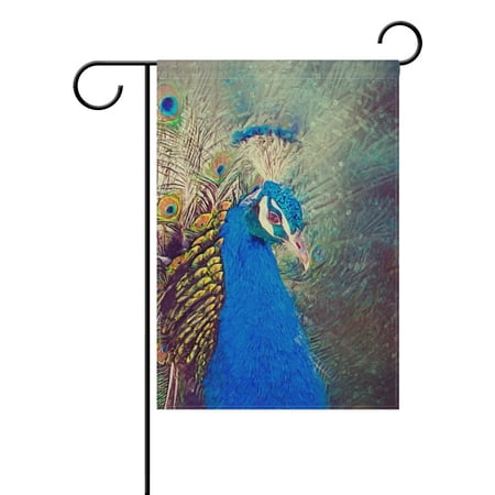 POPCreation Peacock Painting Polyester Garden Flag Outdoor Flag Home Party Garden Decor 12x18 inches